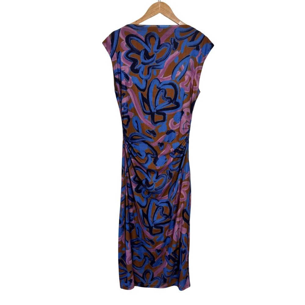 Cleobella Carrie Floral Mesh Midi Dress Women L Purple Fresco Abstract Elegant